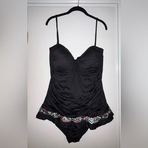 LA Blanca black one piece bathing suit